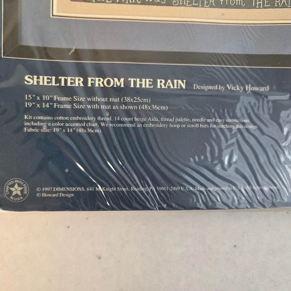 Sunset Designs Vintage‎ SHELTER FROM THE RAIN 13635 Counted Cross Stitch 1997